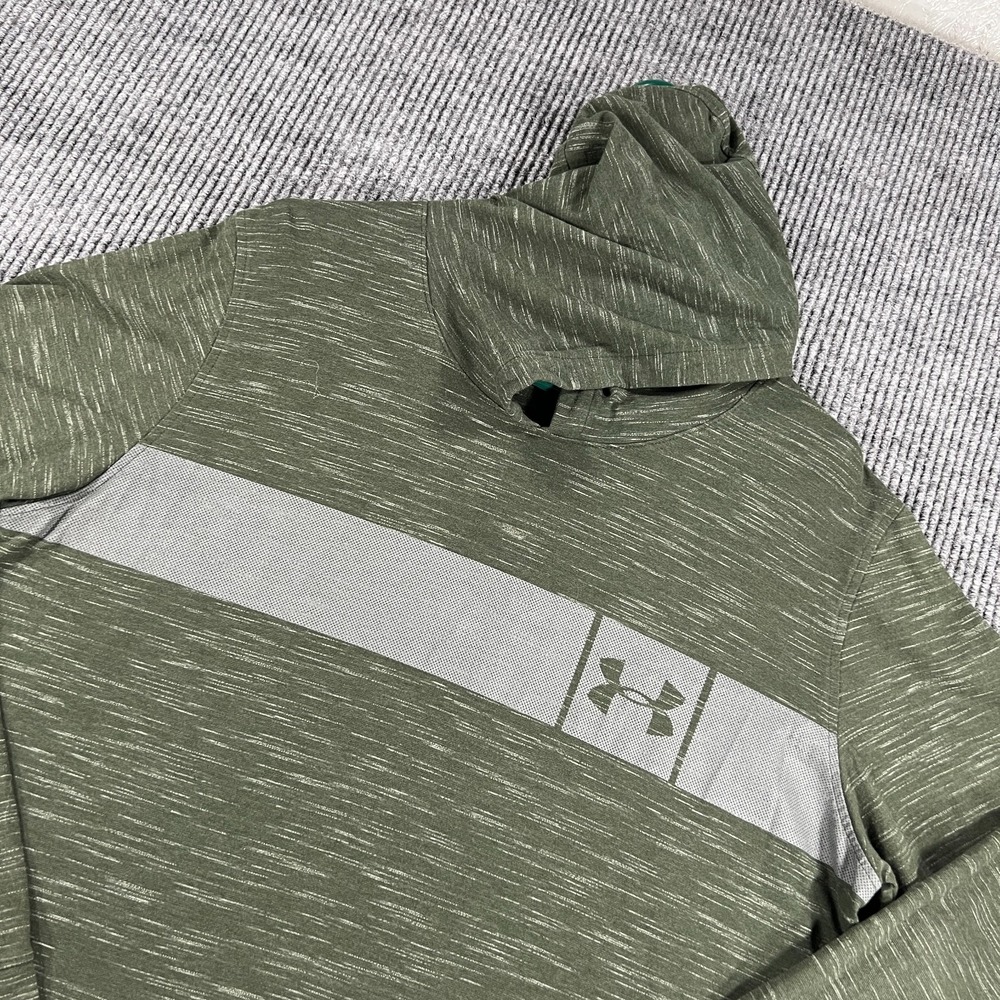 Under Armour Hooded Shirt Mens 2XL XXL Green Long Sleeve Performance Active